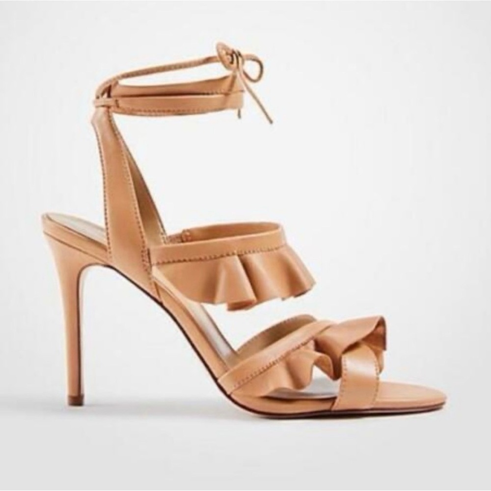 Ann Taylor Tan Ruffle High Heel Sandals